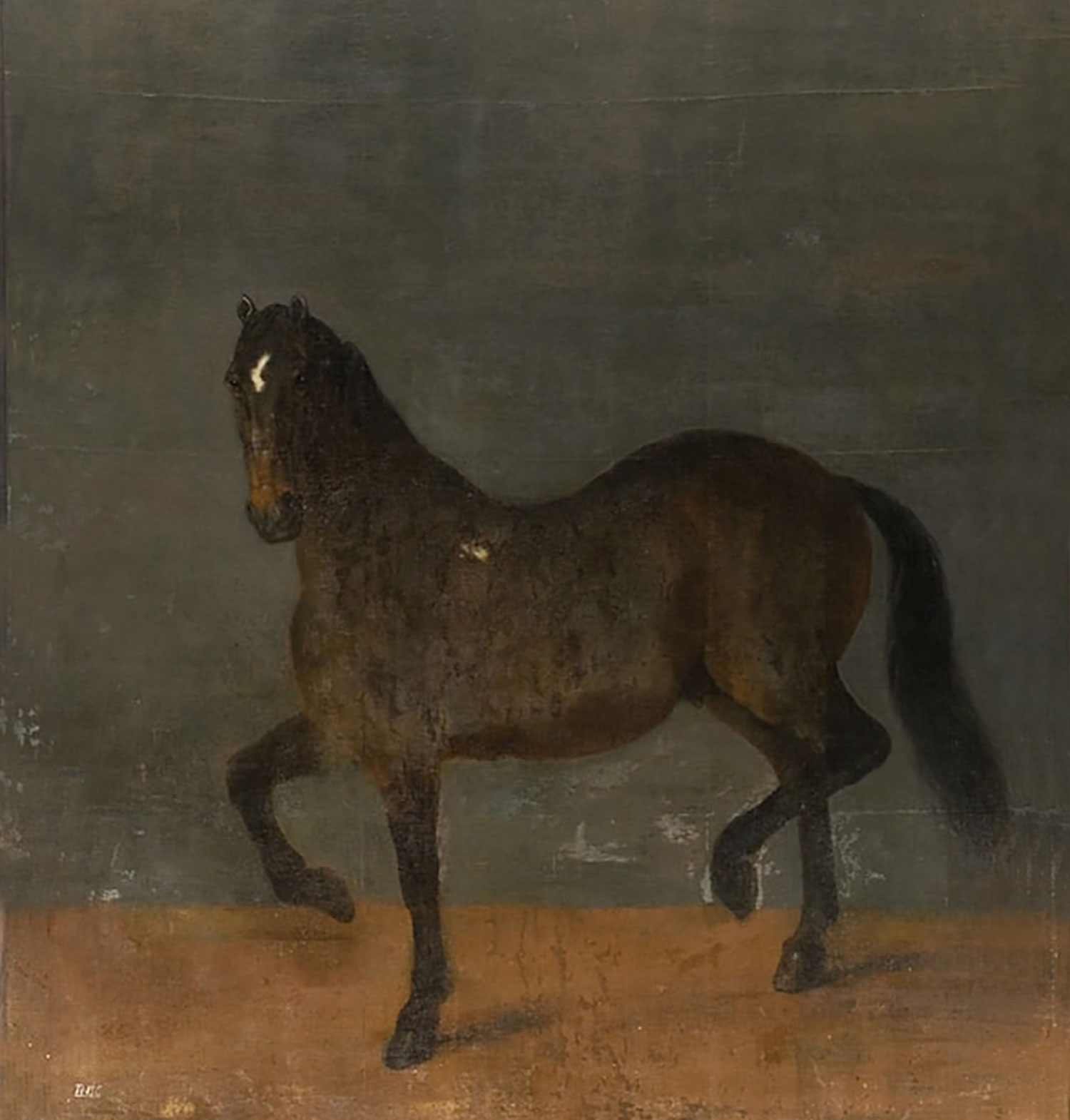 En gammal oljemålning föreställande en häst